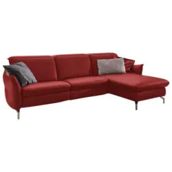 Ecksofa in Echtleder Rot