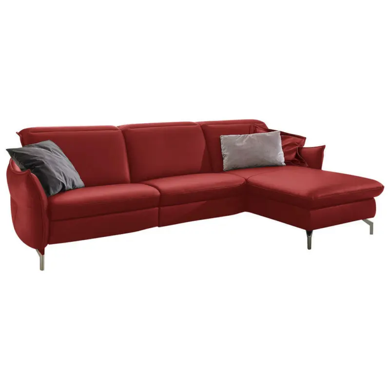 Ecksofa in Echtleder Rot