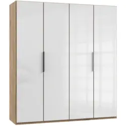 Drehtürenschrank in Weiß, Eichefarben
