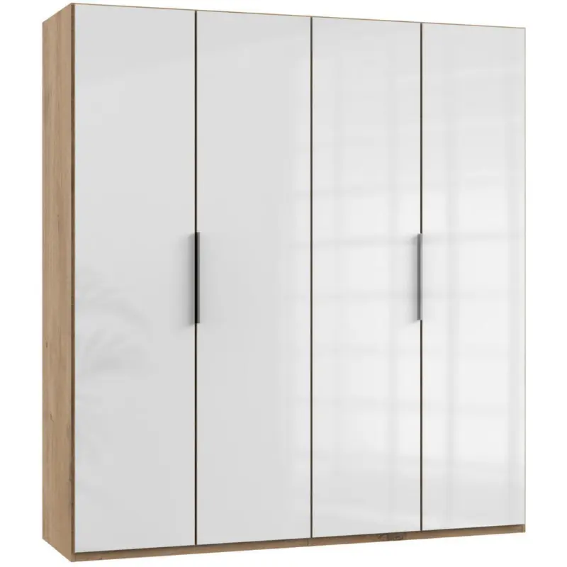 Drehtürenschrank in Weiß, Eichefarben