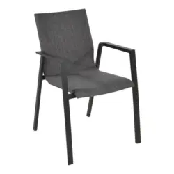 Stapelstuhl in Metall, Textil Anthrazit, Grau