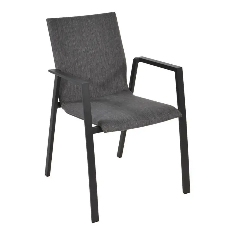 Stapelstuhl in Metall, Textil Anthrazit, Grau