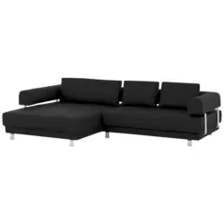 Ecksofa in Echtleder Schwarz