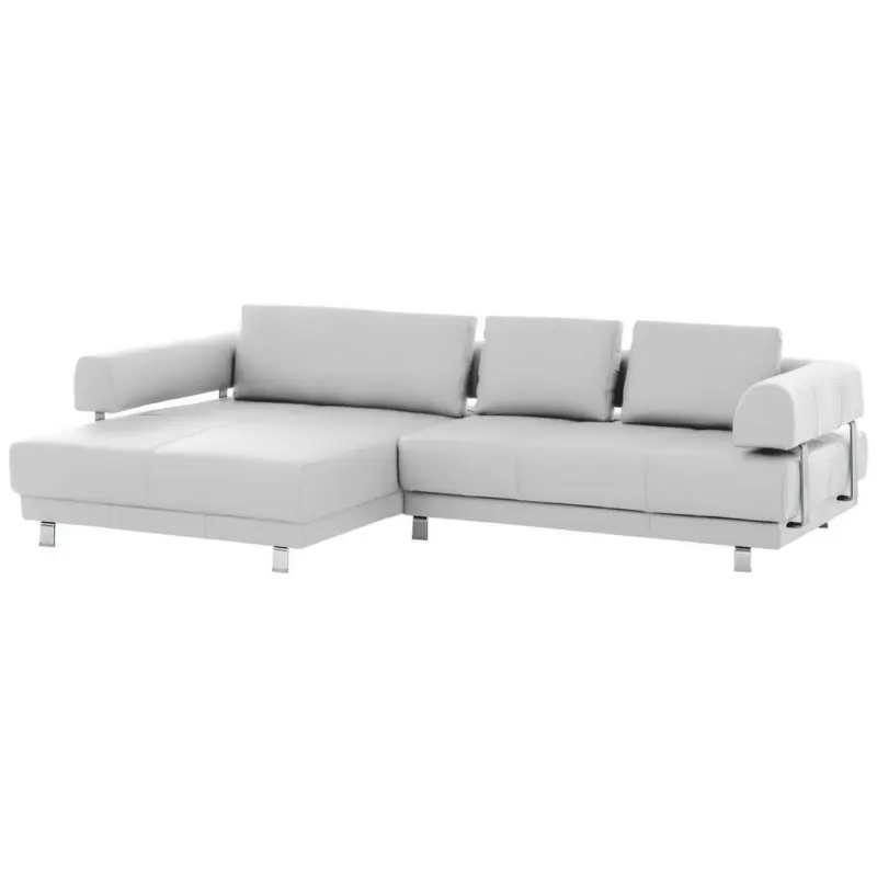 Ecksofa in Echtleder Weiß