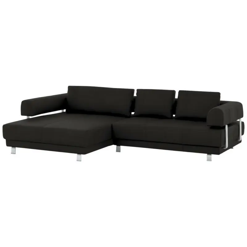 Ecksofa in Echtleder Dunkelbraun