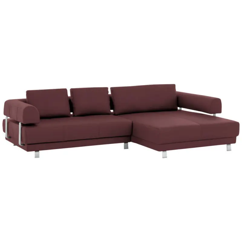 Ecksofa in Echtleder Bordeaux