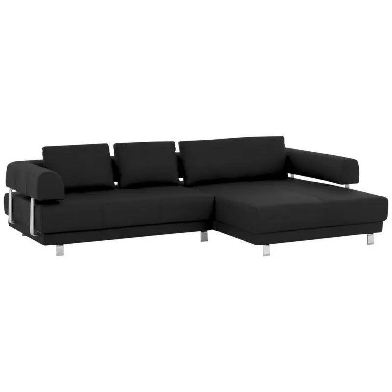 Ecksofa in Echtleder Schwarz
