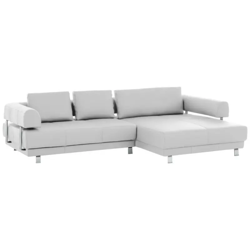 Ecksofa in Echtleder Weiß