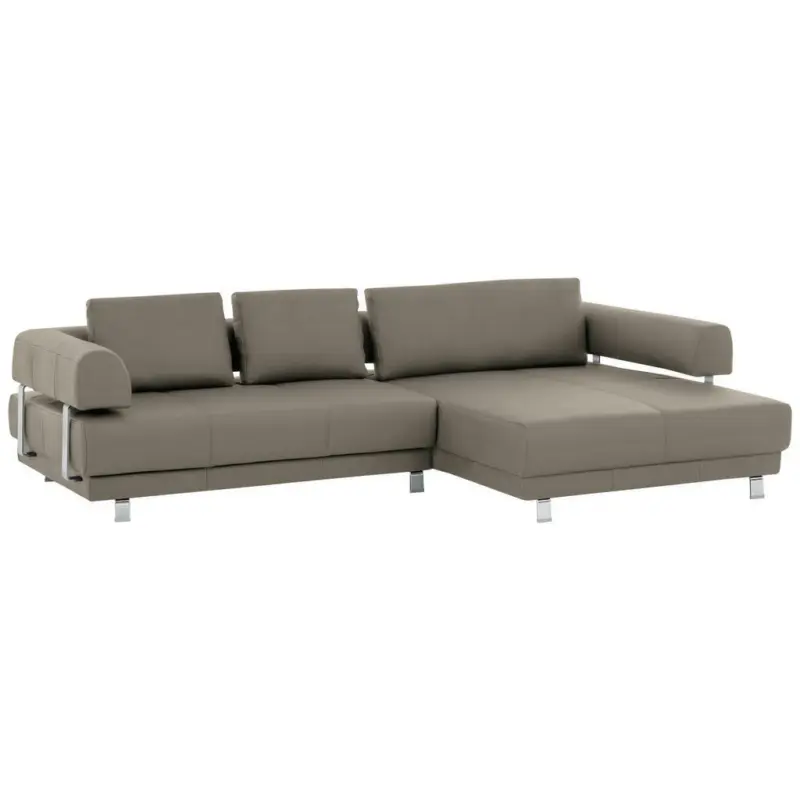 Ecksofa in Echtleder Hellbraun