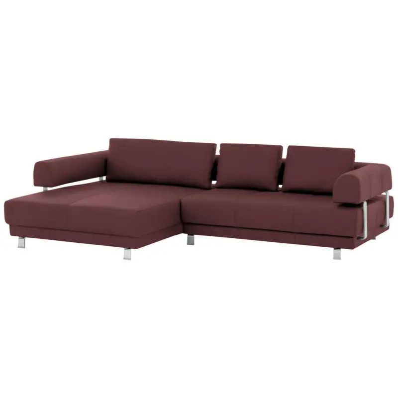 Ecksofa in Echtleder Bordeaux