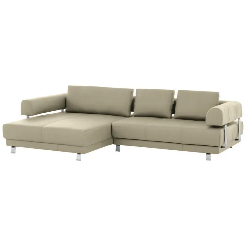 Ecksofa in Echtleder Sandfarben