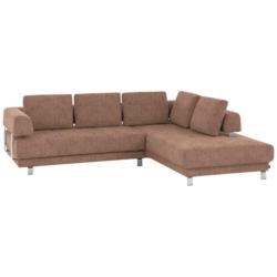 Ecksofa in Chenille Hellbraun