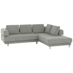 Ecksofa in Chenille Hellgrau