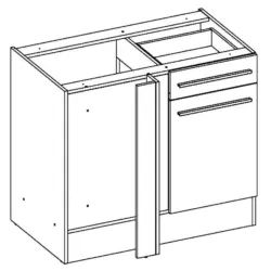 Eckunterschrank 115/90/60 cm in Weiß Hochglanz