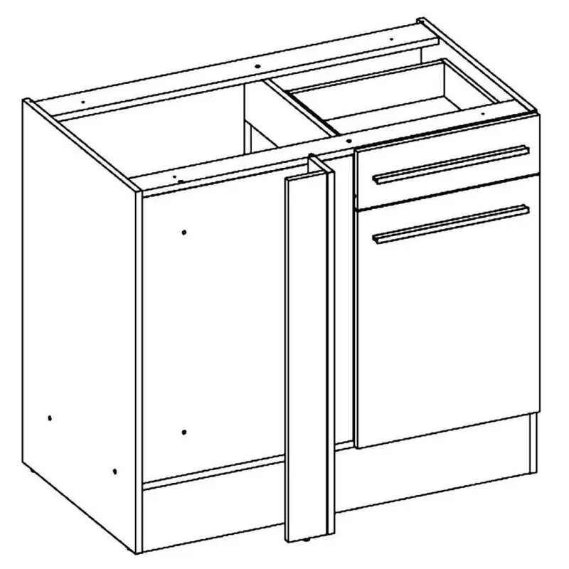 Eckunterschrank 115/90/60 cm in Weiß Hochglanz