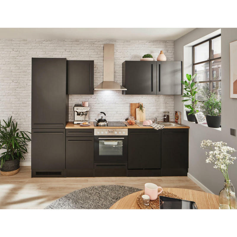 Küchenblock 280 cm in Schwarz