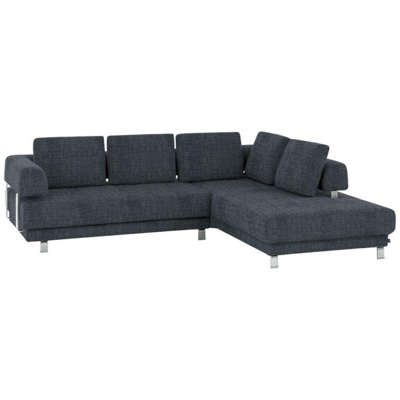 Ecksofa in Chenille Dunkelblau