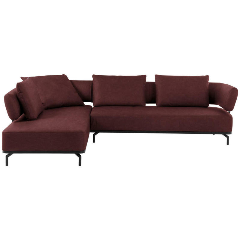 Ecksofa in Echtleder Bordeaux