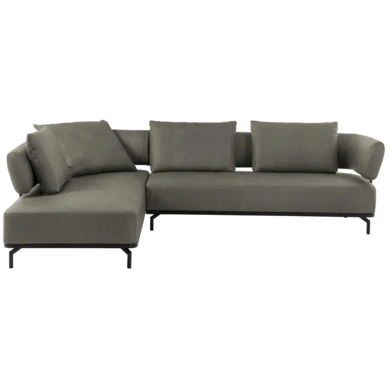 Ecksofa in Echtleder Grau