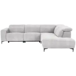 Ecksofa in Flachgewebe Hellgrau