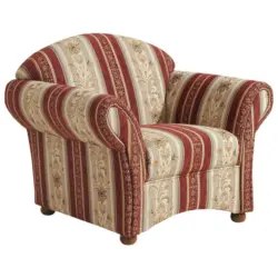 Sessel in Chenille Rot, Beige