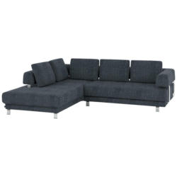 Ecksofa in Chenille Dunkelblau