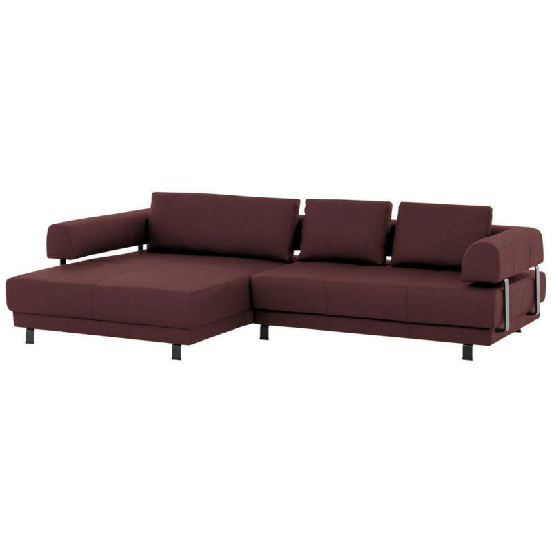 Ecksofa in Echtleder Bordeaux