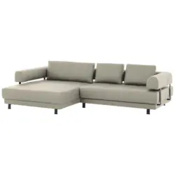 Ecksofa in Echtleder Creme, Naturfarben