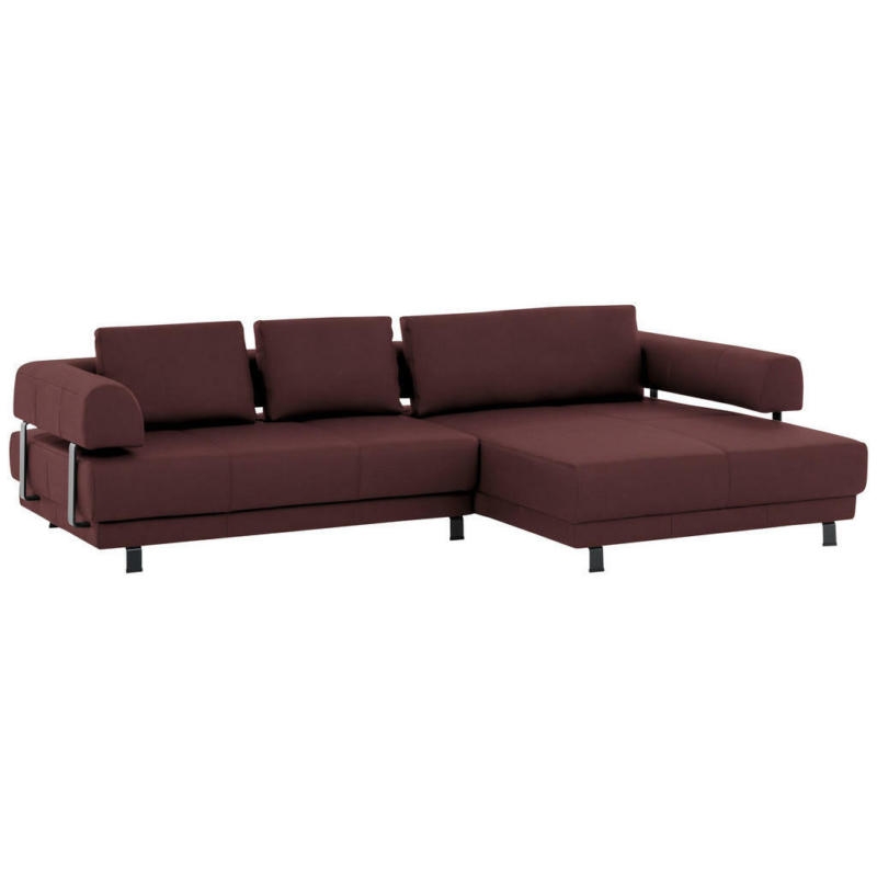 Ecksofa in Echtleder Bordeaux