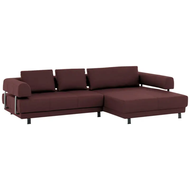 Ecksofa in Echtleder Bordeaux