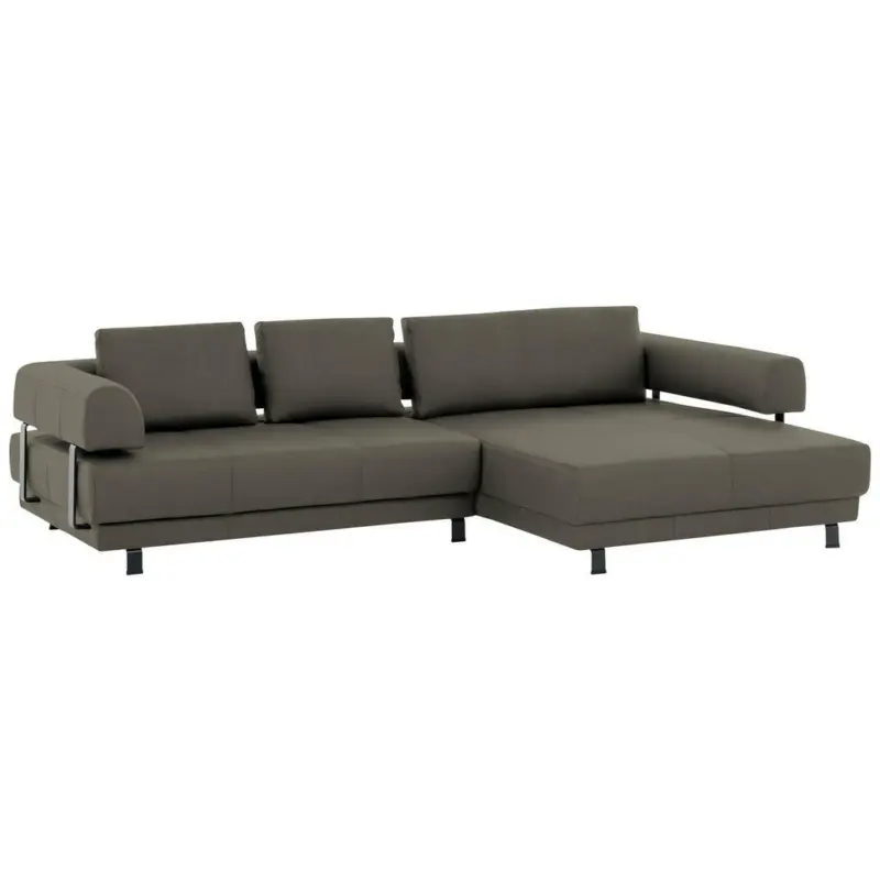 Ecksofa in Echtleder Grau