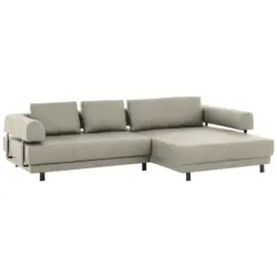 Ecksofa in Echtleder Creme, Naturfarben
