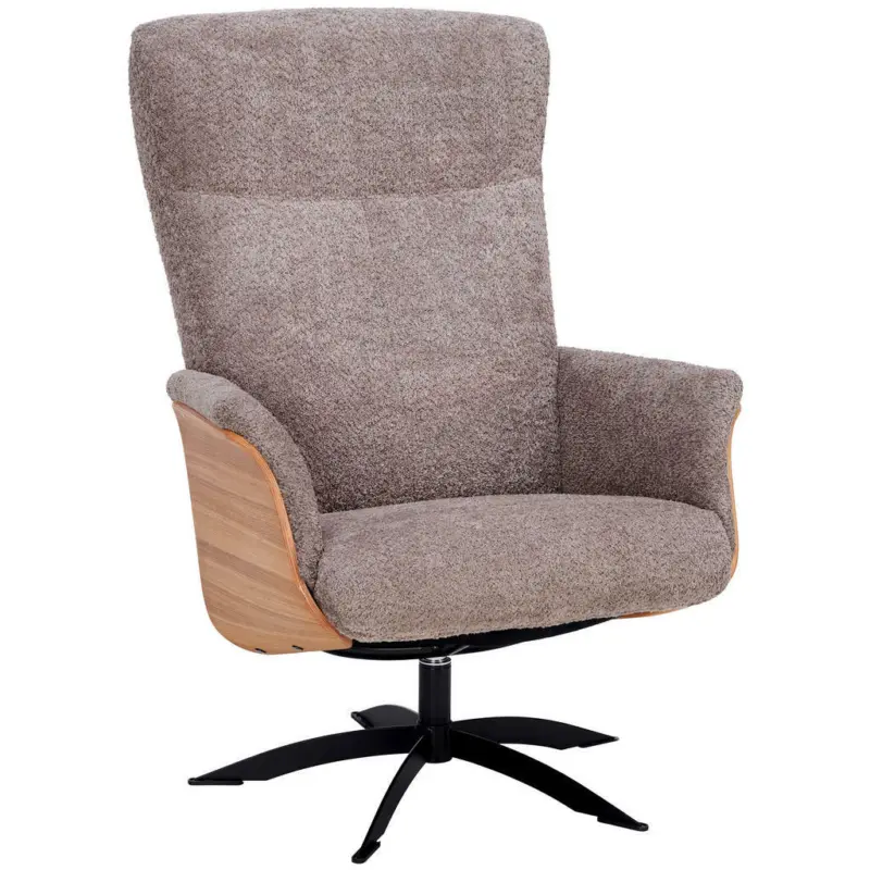 Relaxsessel in Holz, Textil Hellbraun