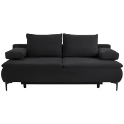 Boxspringsofa in Flachgewebe Dunkelgrau