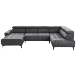 Wohnlandschaft in Velours Graphitfarben