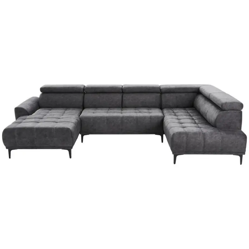 Wohnlandschaft in Velours Graphitfarben