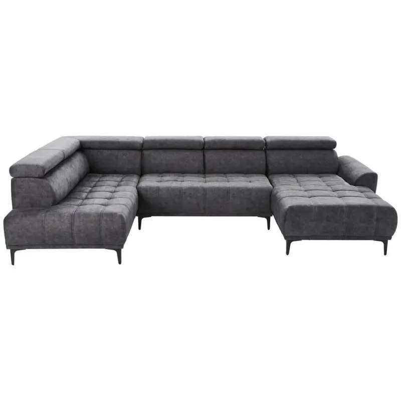 Wohnlandschaft in Velours Graphitfarben