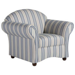 Sessel in Flachgewebe Blau, Beige