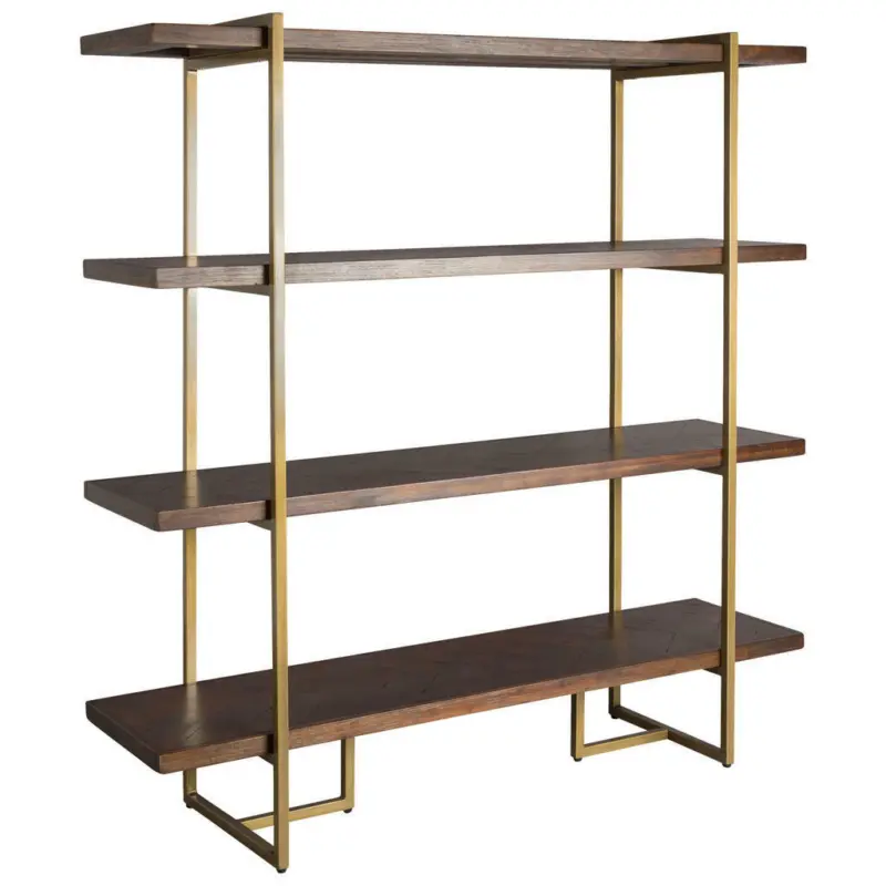 Standregal 140/146/40 cm Akaziefarben, Messingfarben