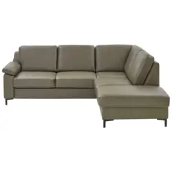 Ecksofa in Echtleder Olivgrün