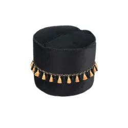 Pouf in Schwarz, Goldfarben Textil