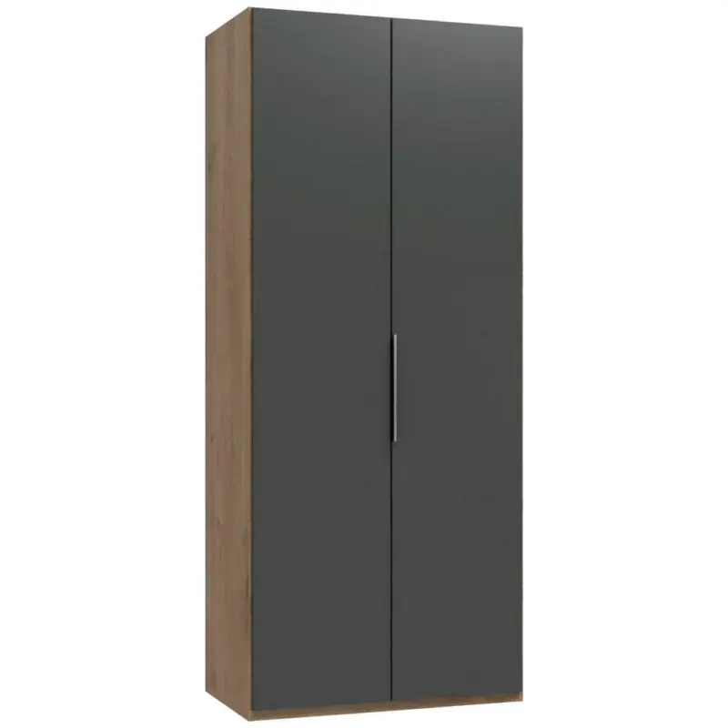Drehtürenschrank in Graphitfarben, Eichefarben