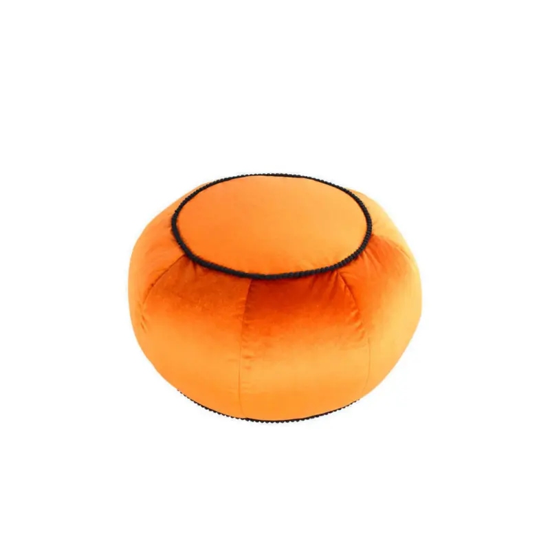 Pouf in Orange, Bronzefarben Textil