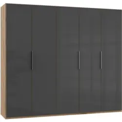 Drehtürenschrank in Grau, Eichefarben