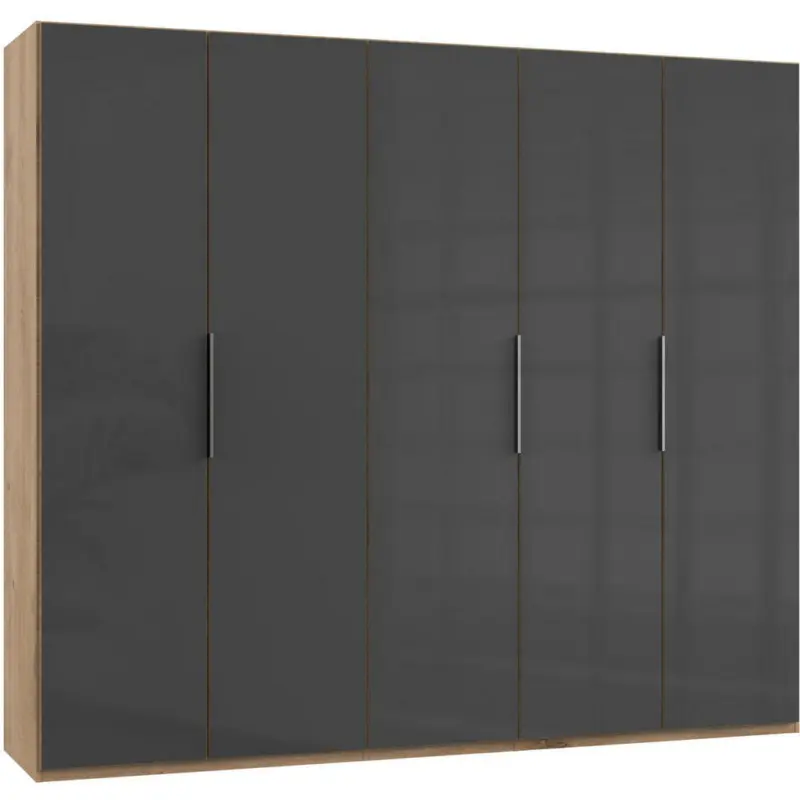 Drehtürenschrank in Grau, Eichefarben