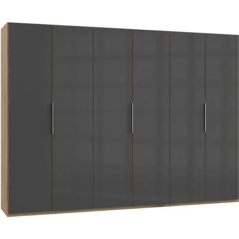 Drehtürenschrank in Grau, Eichefarben
