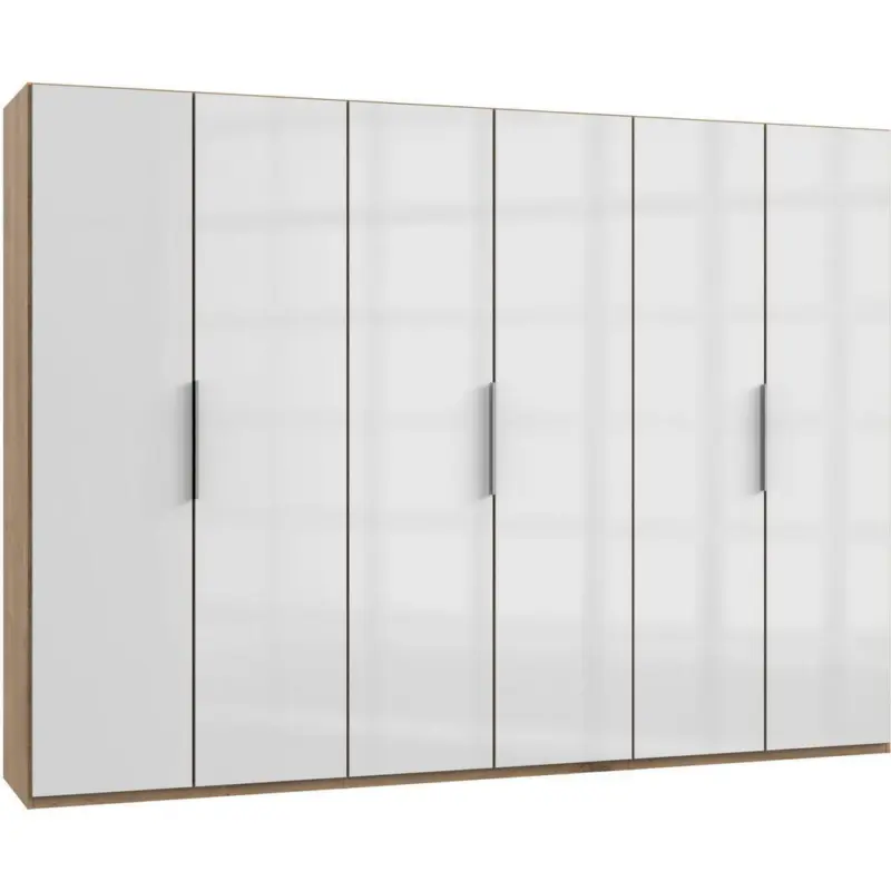 Drehtürenschrank in Weiß, Eichefarben