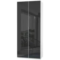Drehtürenschrank in Grau, Weiß