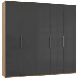 Drehtürenschrank in Grau, Eichefarben