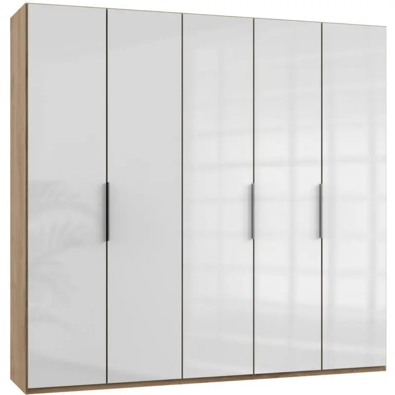 Drehtürenschrank in Weiß, Eichefarben